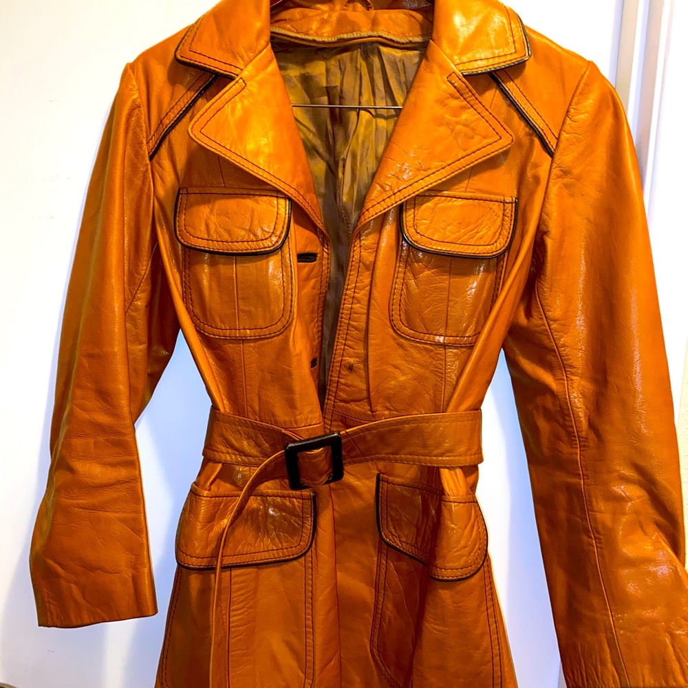 Authentic/vintage leather trench coat womens size S